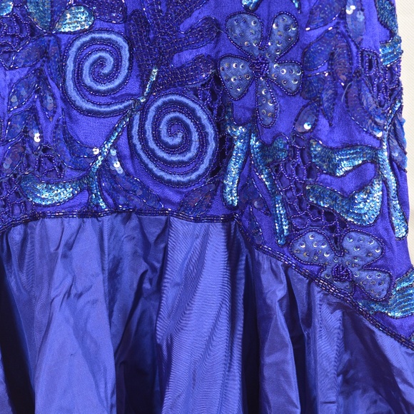 Ashley of London Vintage 100% silk /beaded/sequin Dress SZ L - Picture 8 of 14